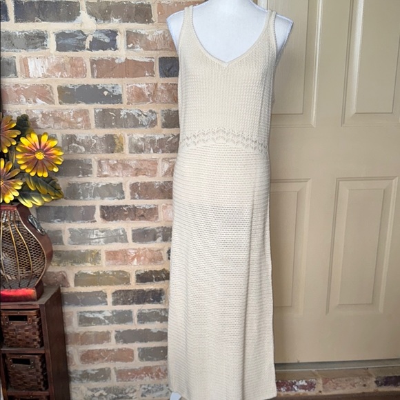 NWT Boho Old Navy Cream Crotchet Max Dress Sleeveless Sundress VNeck Cotton Knit - Picture 11 of 16